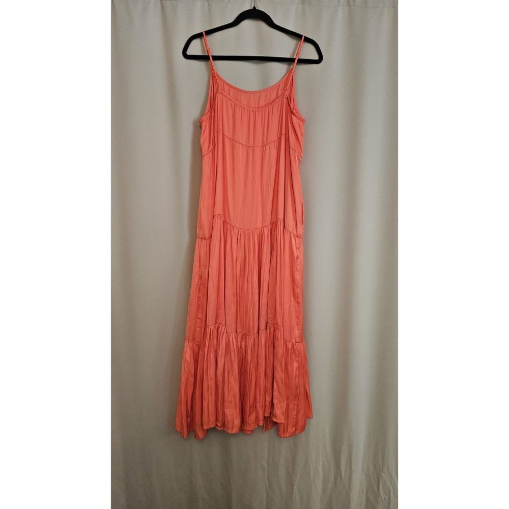Women’s Coral Maxi Slip Dress with Spaghetti Straps